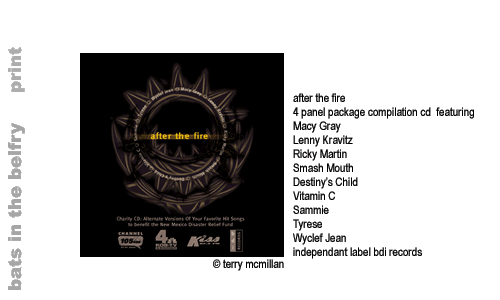after the fire compilation cd featuring macy gray, lenny kravitz, ricky martin, smash mouth, destiny's child, vitamin c, sammie, tyrese, wyclef jean- independant label bdi records